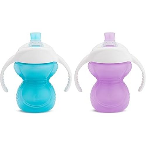 Munchkin® Click Lock™ Bite Proof Trainer Cup, 7 Ounce, 2 Pack, Blue/Purple