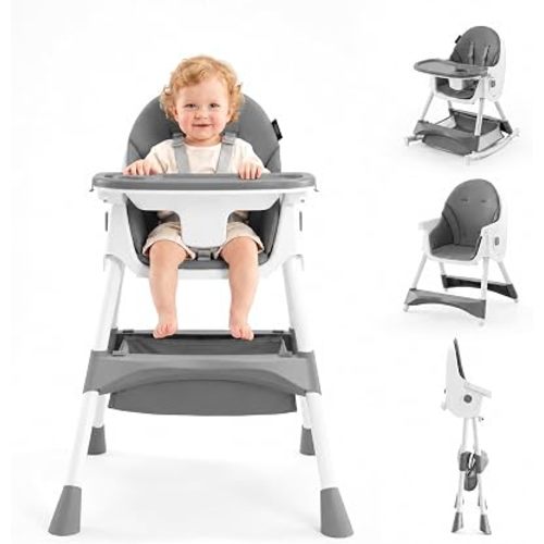 HARPPA Baby High Chair, 6-in-1 Foldable Toddler Chair with Double Tray