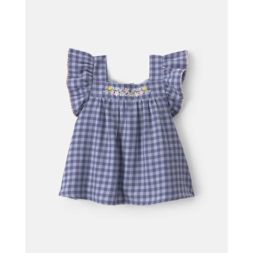 Baby Girl Gingham Twill Top - Blue - OshKosh B'gosh | Carter's