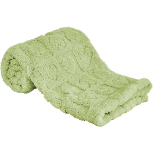 Yurhap Fleece Baby Blanket Heart Checkered Blanket, Ultra Soft Cozy Baby Blankets for Boys Girls, Fluffy Infant Toddler Newborn Receiving Blankets for Crib Stroller 30”×40” (Green)