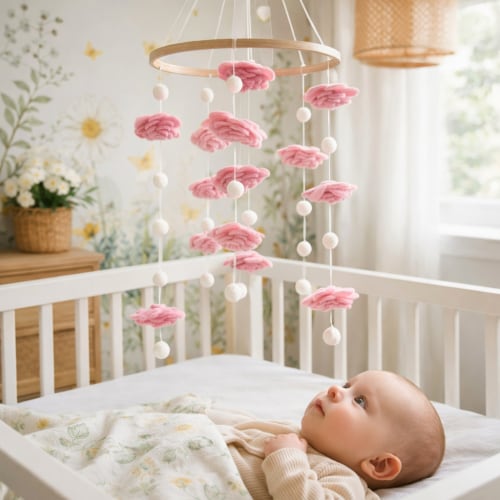 Blush Rose Flower Baby Mobile