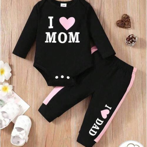 Cute Baby Girl 2pcs/Set Letter Print Sweatshirt And Pants Outfit | SHEIN USA
