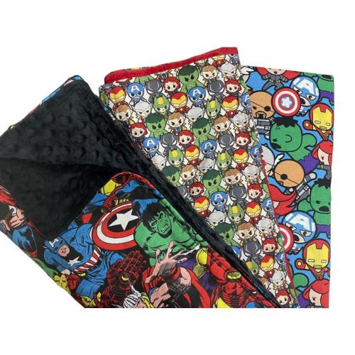 Handmade Baby Blanket Marvel Avengers Superhero with Minky Back, Soft Toddler Blanket, Baby Shower Gift, Choose Your Fabric, 36x30 Lovey