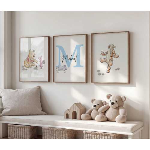 Winnie the Pooh Nursery Prints: Classic Watercolor Art, Set of 3