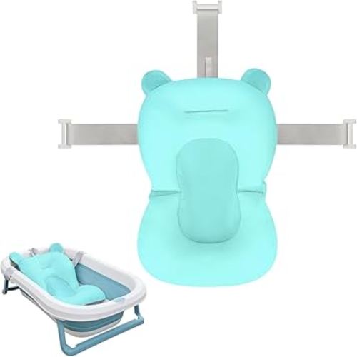 Colorlife Baby Bath Seat Support Net Infant Bathing Seat Support Mat, Comfortable Adjustable Non-Slip Three-Pointed Baby Shower Net Bathtub Sit Up Mesh for Newborn 0-12 Months-Blue(No Bathtub)