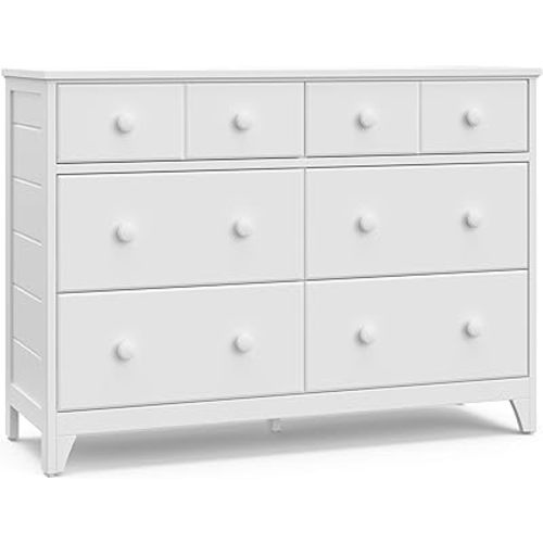 Storkcraft Moss 6 Drawer Universal Double Dresser (White) – GREENGUARD Gold Certified For Kids Nursery, Drawer Organizer, Chest of Drawers