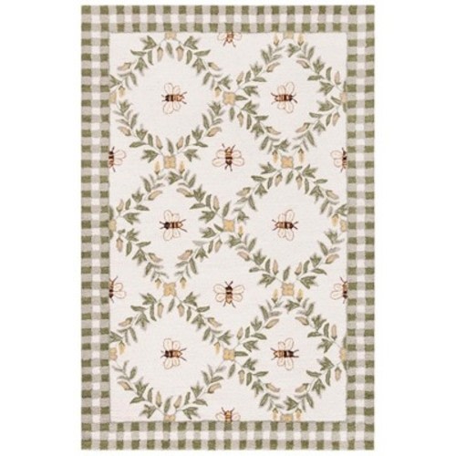 Chelsea HK55 Hand Hooked Accent Rug - Ivory/Green - 3'9"x5'9" - Safavieh