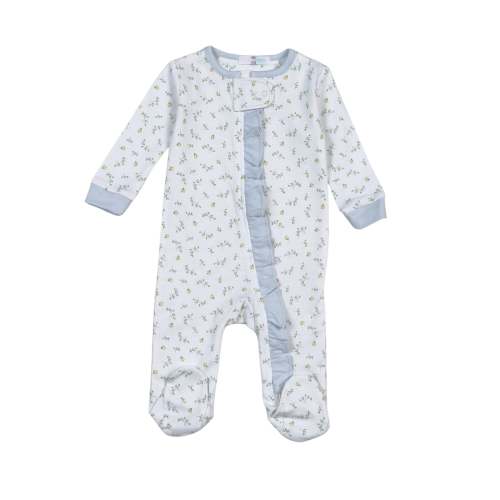 MIA-114 Mia Blue Floral Pima Zipper Footie – Baby Loren