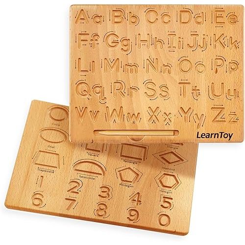 Montessori Wooden Alphabet Tracing Board - Educational Toy for Kids - Fine Motor Skills Development - Double-Sided Writing Practice - Ideal Gift for Preschool 3-5 Years Old.