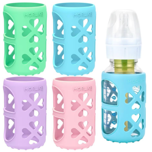 4 Pack Silicone Sleeves for Glass Baby Bottle