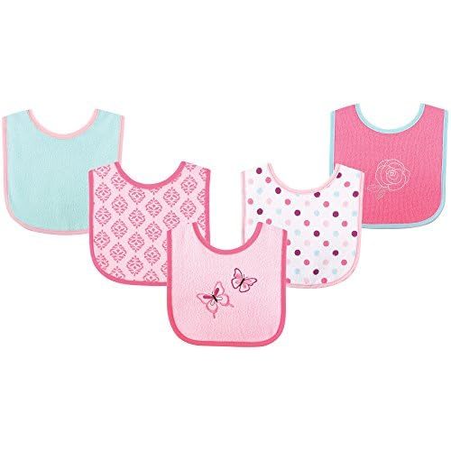 Luvable Friends Baby Cotton Terry Drooler Bibs with PEVA Back, Transportation, One Size