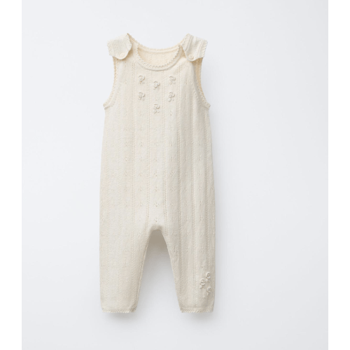 OPENWORK AND EMBROIDERED KNIT OVERALLS - Ecru | ZARA United States