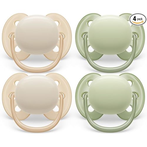 Philips Avent Ultra Soft Pacifier - 4 x Soft and Flexible Baby Pacifiers for Babies Aged 0-6 Months, BPA Free with Sterilizer Carry Case (Model SCF091/23)