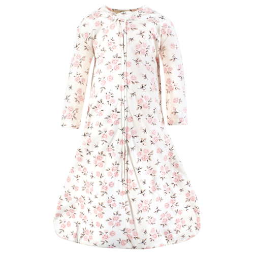 Hudson Baby Infant Girl Long Sleeve Cotton Jersey Sleeping Bag, Neutral Pink Floral, 6-12 Months