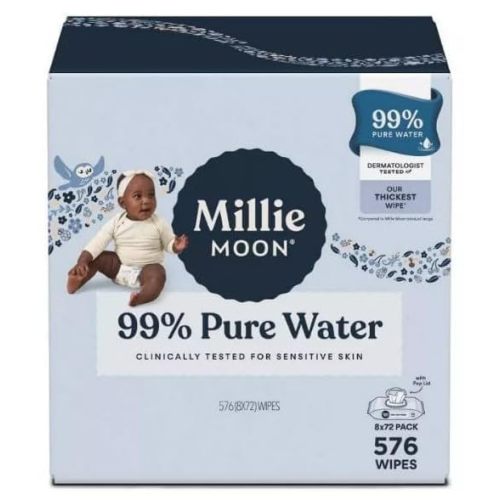 Millie Moon 99% Pure Water Baby Wipe, 576ct