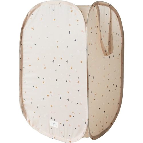 3 Sprouts Pop Up Hamper, Collapsible Laundry Basket, Gingham Beige