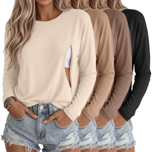 Ficerd 4 Pack Womens Nursing Maternity Tops
