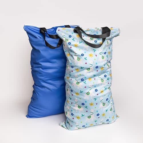 Set of 2 Water Resistant Wet Bags for Storing Laundry or Cloth Diapers Home Vacation Size Wet Bag Beach Pool Wet Swimsuit Zipper Top for Air Tight Odor Contained Washable Reusable (Lively Llama)