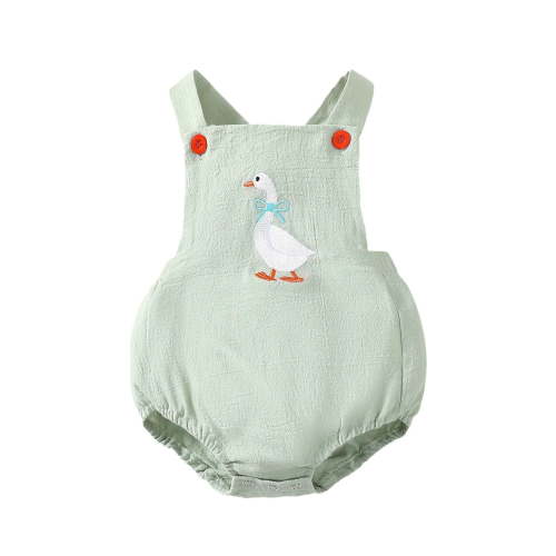 Zwiiyzr 0-12M Newborn Baby Boy Girl Summer Bubble Romper Duck Print Sleeveless Jumpsuit Suspender Bodysuit Cute Overalls Outfits Light Blue