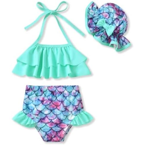 Aalizzwell Toddler Baby Girls Swimsuit with Hat