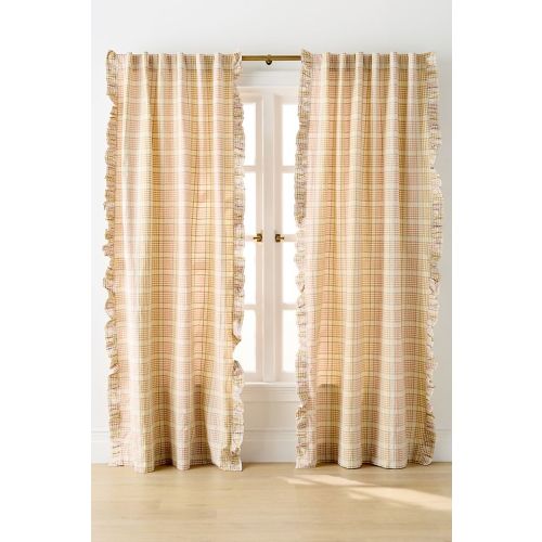 Tucker Plaid Ruffle Edge Cotton Curtain