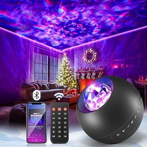 One Fire Galaxy Projector, Vibrant Galaxy Light Projector, White Noise & Bluetooth Room Lights for Bedroom,Remote Timer Kids Night Light,Cute Room Decor for Teen Girl Valentine's Day Gifts
