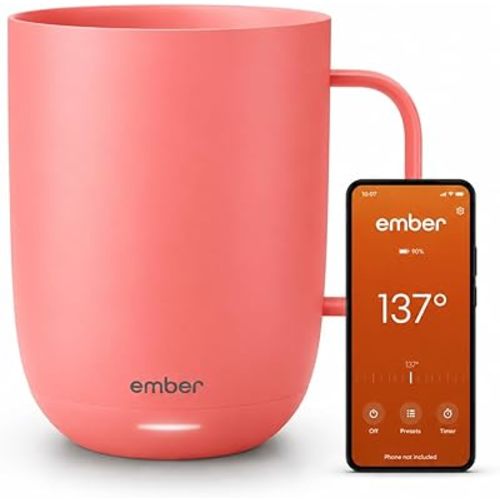 Ember Temperature Control Smart Mug 2, 14 Oz, App-Controlled Heated Coffee Mug with 80 Min Battery Life and Improved Design, Grapefruit