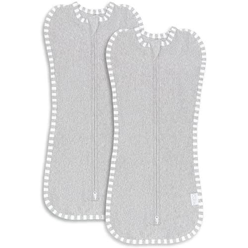 Comfy Cubs Swaddle Blanket Baby Girl Boy Easy Zipper Wrap 2 Pack Newborn Infant Sleep Sack (Large 3-6 Months, Grey)