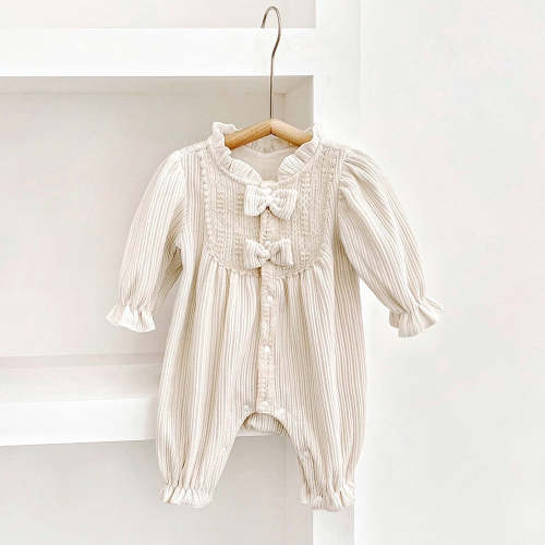 Bowknot Long Sleeve Lace Jumpsuit
