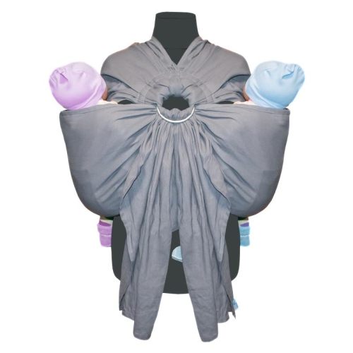 Grey Tandem Ring Sling for Twins – 100% Linen Cotton Blend Baby Carrier | Ergonomic Twin Baby Sling for Hip Carry | Soft, Adjustable & Breathable Ring Sling for Newborns to Toddlers up to 60 lbs