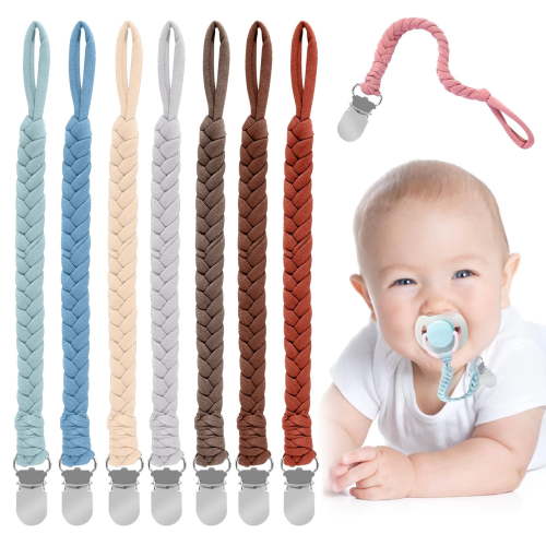 Viaky Newborn Pacifier Clip, Elastic Cotton, 8 Pack Anti-Drop Clips for Baby 0-6 Months
