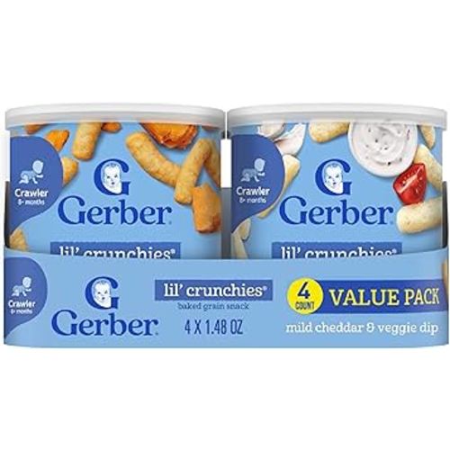 Gerber Stage 3 Baby Food Snacks, Value Pack Lil’ Crunchies, Baby Led Feeding, 4PK