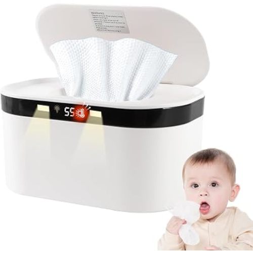 Baby Wipe Warmer, Wet Wipe Warmer 5 Modes of Temperature Heating Control Dual Heat for Baby's Comfort Large Capacity Wipes Dispenser Diaper for Babies & Adult, Wipe Warmer with Night Light