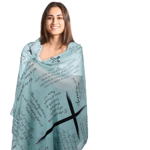 2pcs Women Scripture Prayer Shawls, Inspirational Bible Verse | Religious Wrap Blankets, Lightweight Shawls, Embroidered Healing Bible Verse, Spiritual Faith Gift for Church Holiday Gifting