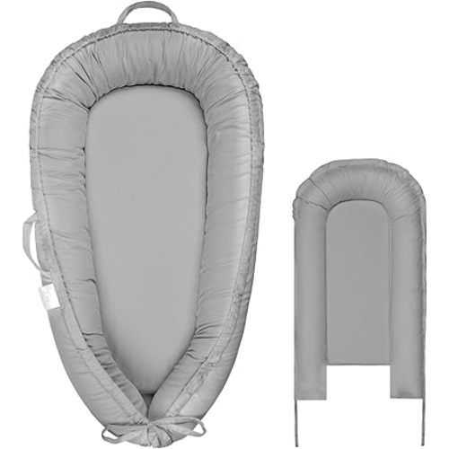 Baby Lounger Cover for Boys and Girls, Gray 100% Cotton Baby Nest Cover, Breathable Replacement Cover for Infant and Newborn Snuggle Me Lounger, Cover Only