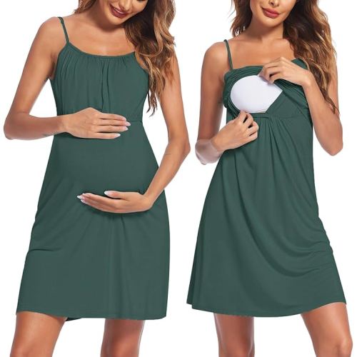 Ekouaer Women's Nursing Nightgown Maternity Dress Breastfeeding Gown Full Slips Sleepwear