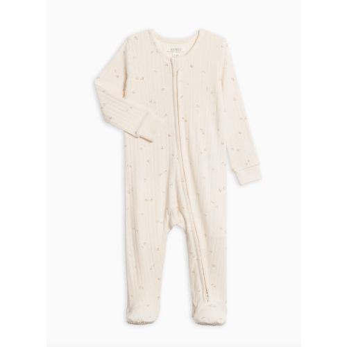 Maya Brushed Back Pointelle Footed Zipper Sleeper