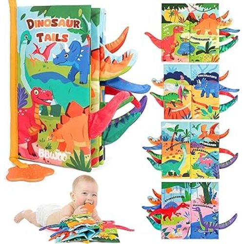 Soft Baby Book Toy - Newborn Boy Girl Shower Gift - Tummy Time Toy for Infant 0-6 6-12 Months - Touch and Feel Sensory Crinkle Book with Teether - Valentines Day Gift - Easter Basket Stuffers