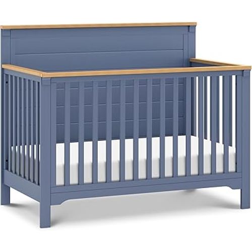 DaVinci Shea 4-in-1 Convertible Crib in Cove Blue and Honey, GREENGUARD Gold Certified