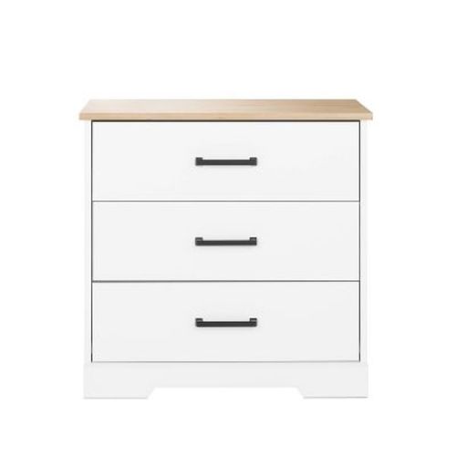 Prepac Rustic Ridge Farmhouse 3 Drawer Nightstand White/oak