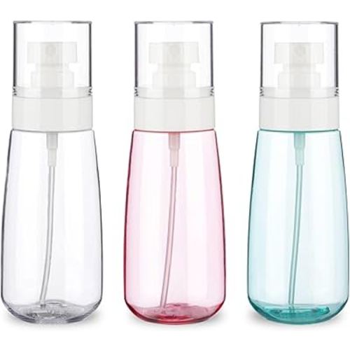 3 Pack 3.4oz/100ml Small Spray Bottle, Empty Plastic Spray Bottles, Fine Mist Travel Spray Bottle for Hair and Face, with 9pcs Labels