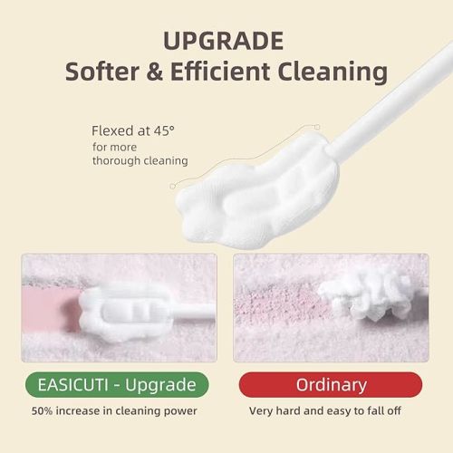 EASICUTI Upgrade Baby Tongue Cleaner, 52PCS Newborn Baby Toothbrush, Baby Oral Cleaner, Disposable Infant Toothbrush Baby Mouth Cleaner, Gum Cleaner Stick Dental Care for 0-36M+ 2 Finger Toothbrush - 1 Count (Pack of 52)