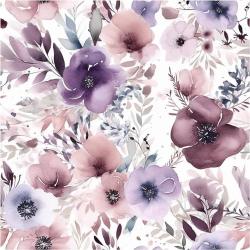 HAOKHOME 93349 Floral Peel and Stick Wallpaper Removable Wall Paper Mauve/Purple/White Vinyl Stick on Wall Contact Paper 17.7in x 9.8ft - S: 17.7in x 9.8ft