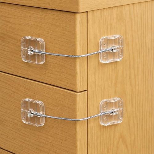 4 Pack Baby Proofing Locks Clear, Child & Pet Proof Lock for Cabinet | Dual-Button Fridge Locks Drawer Cupboard Toilet Closet Dresser Kitchen Refrigerator Door Latch For Babies 0-24M