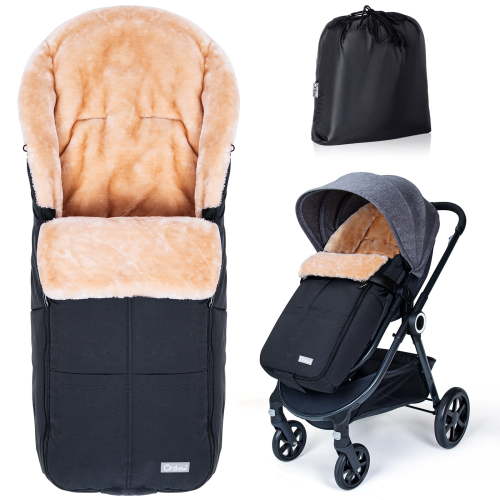 Orzbow Wool Warm Bunting Bag Universal,Suitable below 7 ℃,For Alaska,Stroller Sleeping Bag Cold Weather,Waterproof Toddler Footmuff, Black