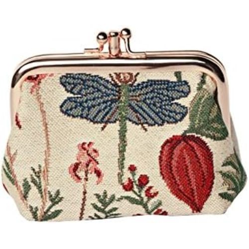 Signare Tapestry Double Pocket Change Pouch Kiss lock Coin Purse for Women