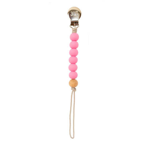 Pink Silicone Beaded Pacifier Clip – Three Little Tots