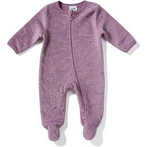 Hello Kitty Baby Girls' Footies Newborn Front-Zipper Onesie Romper, Blush Pink 3M