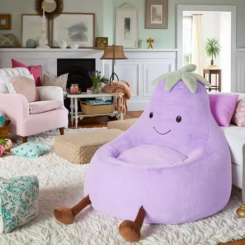kids bean bag chair 24 inch 31 inch faux rabbit fur stuffed - Temu