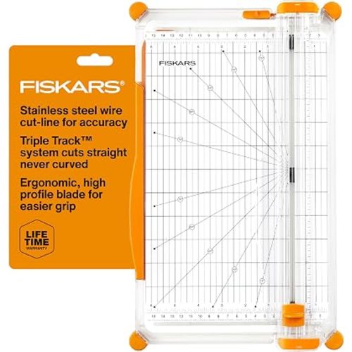 Fiskars SureCut Deluxe Paper Cutter, Precise Trimmer Tool, 12" Cut Length